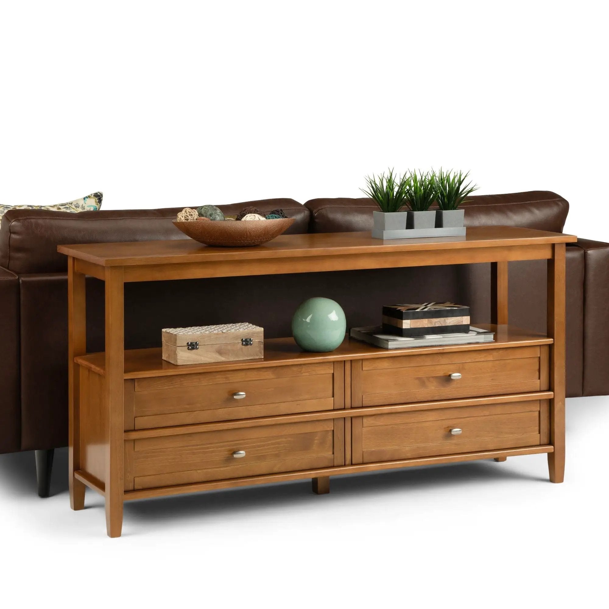Warm Shaker - Wide Console Sofa Table - Light Golden Brown by Unique Piece Furniture