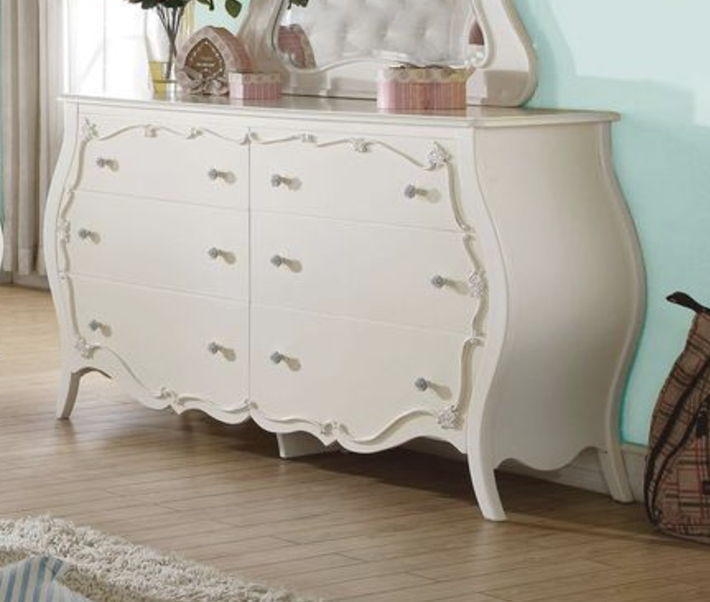 Edalene White Dresser with Six Drawers - White