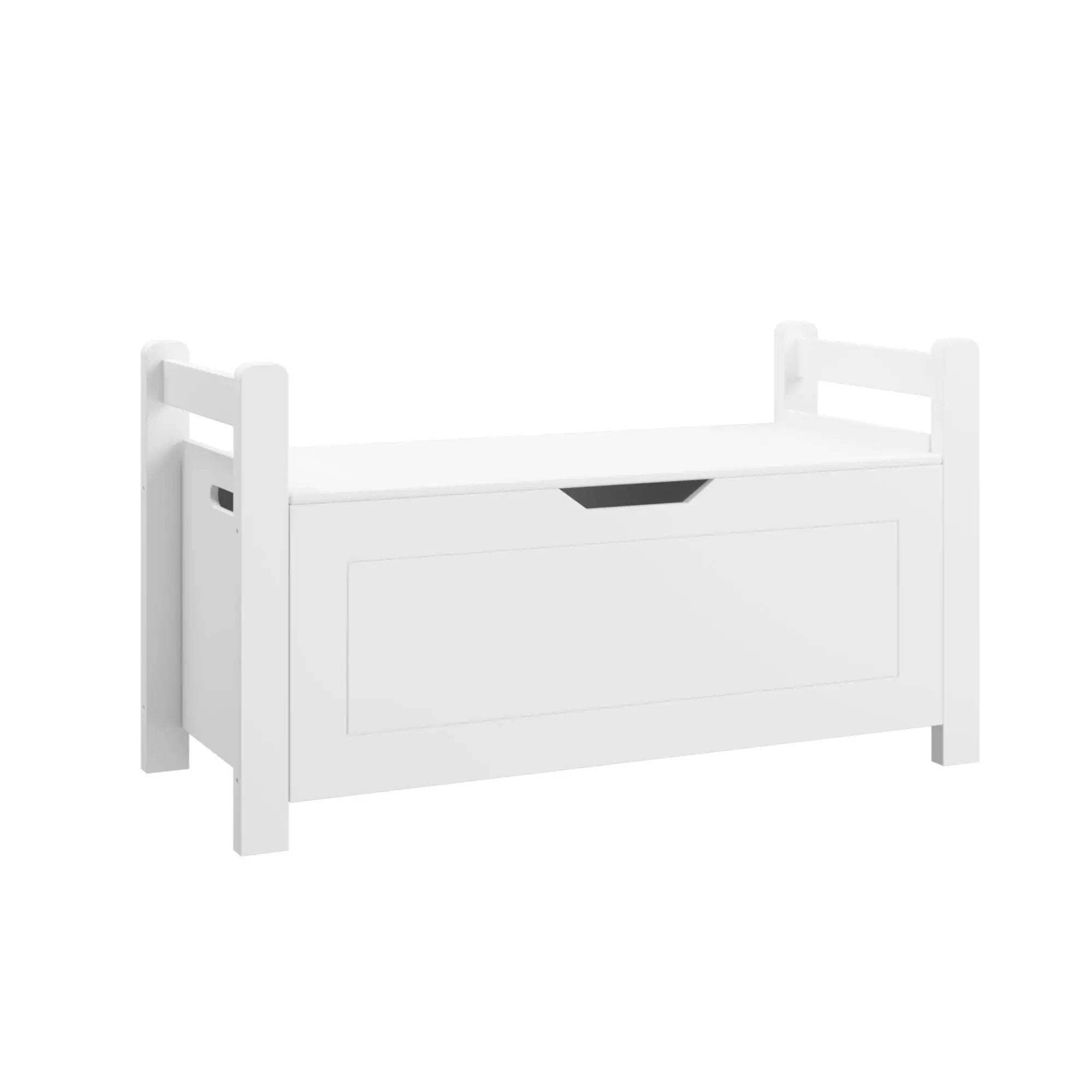 Toy Box Chest Storage Trunk with Flip Top Lid and Safety Hinge - White by HouseOfZazla