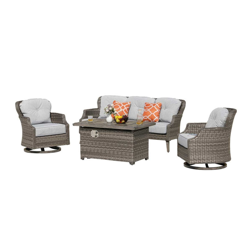 Tenaya 4-Piece Firepit Set with Swivel Rocking Chairs by Outdoor-USA®