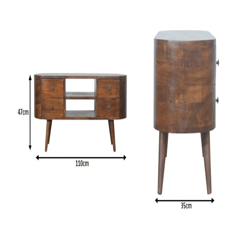 Solid Wood Rounded Entertainment Unit by Unique Piece Furniture