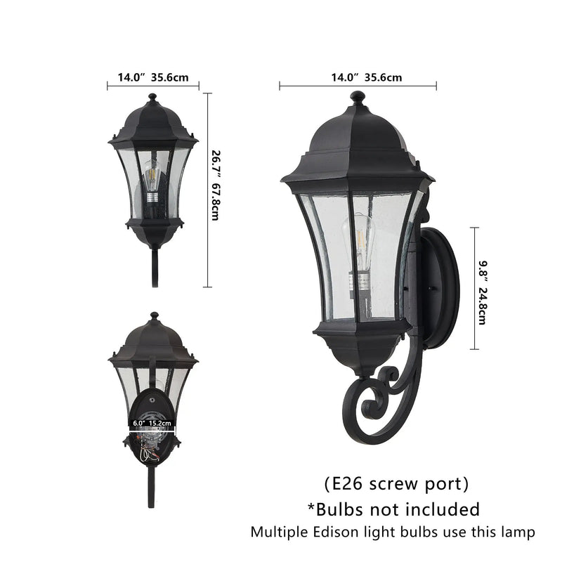 27" Outdoor Wall Lantern with Dusk to Dawn Sensor by HouseOfZazla