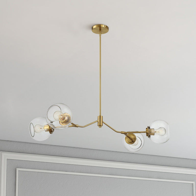 Jewel 4-Light Chandelier Ceiling Hanging Light Fixture with Clear Glass - Gold, photo 7 of 7