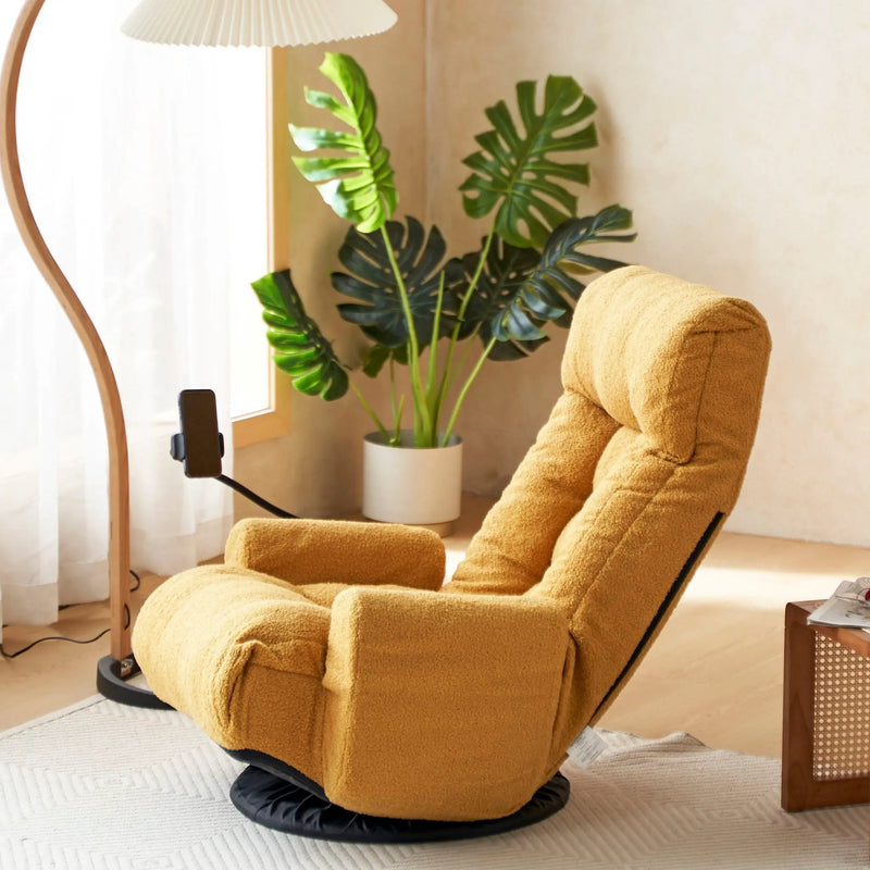 Adjustable Swivel Lounge Chair With 360 Degree Rotating Seat And Headrest Support by Unique Piece Furniture
