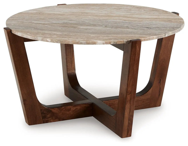Tanidore - Round Cocktail Table - Warm Brown by Unique Piece Furniture