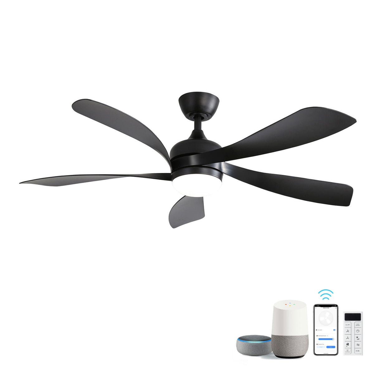 45-Inch Ceiling Fan with DC Motor and Integrated Light - Wood Grain, photo 3 of 12