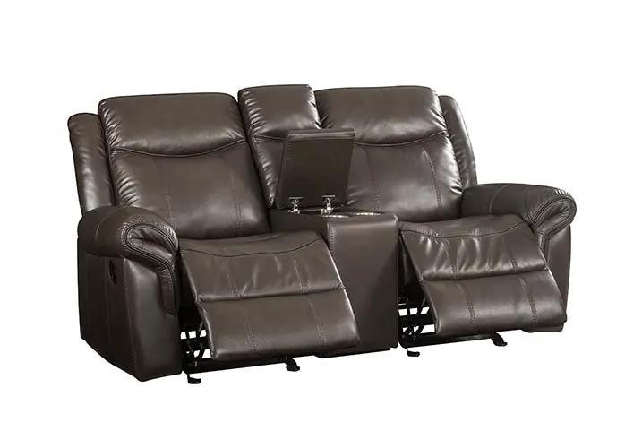 Lydia - Motion Loveseat With USB & Console - Brown Leather Aire by Unique Piece Furniture