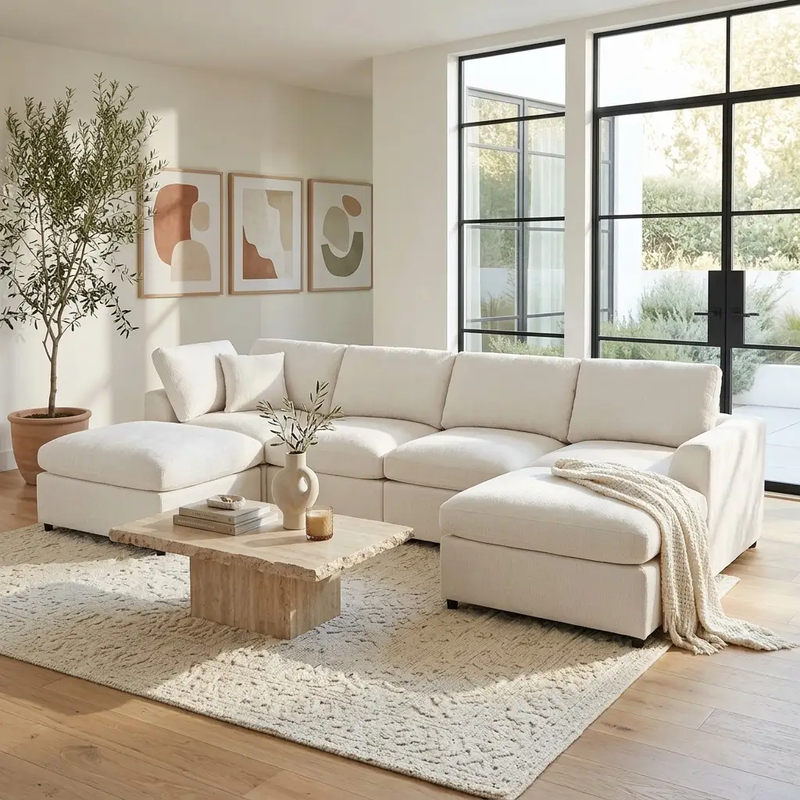 U-Style 130.3" 6-Seater Modular Sectional Sofa by HouseOfZazla