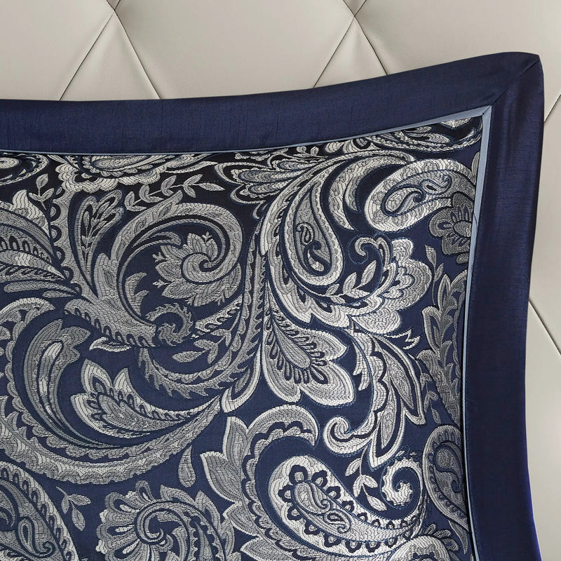 12 Piece Comforter Set with Cotton Bed Sheets Navy King by HouseOfZazla