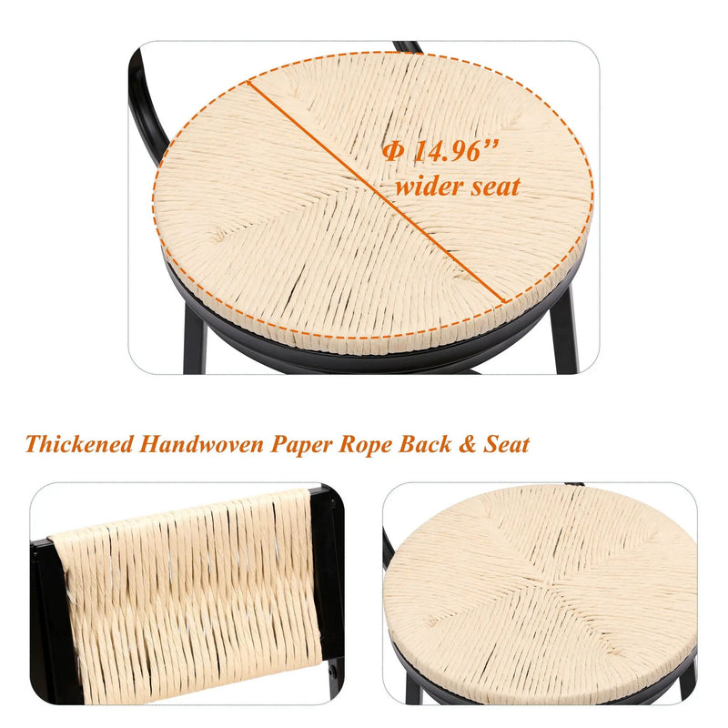 Bar Stools Swivel Counter Chairs With Metal Frame Hand Woven Paper Rope Dining Barstools For Kitchen Counter (Set of 2) by Unique Piece Furniture