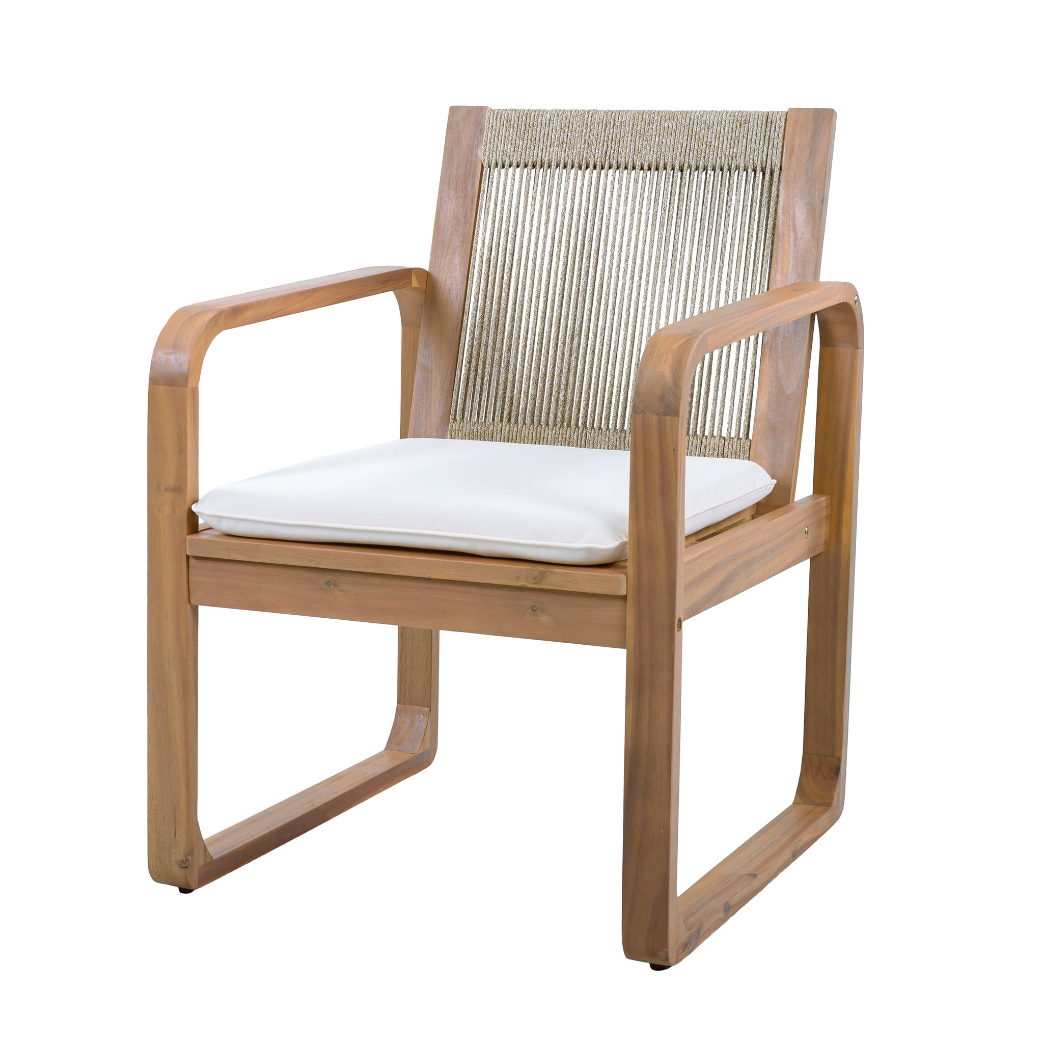 2-Piece Outdoor Dining Chairs Set: Acacia Wood with Rope Back by HouseOfZazla