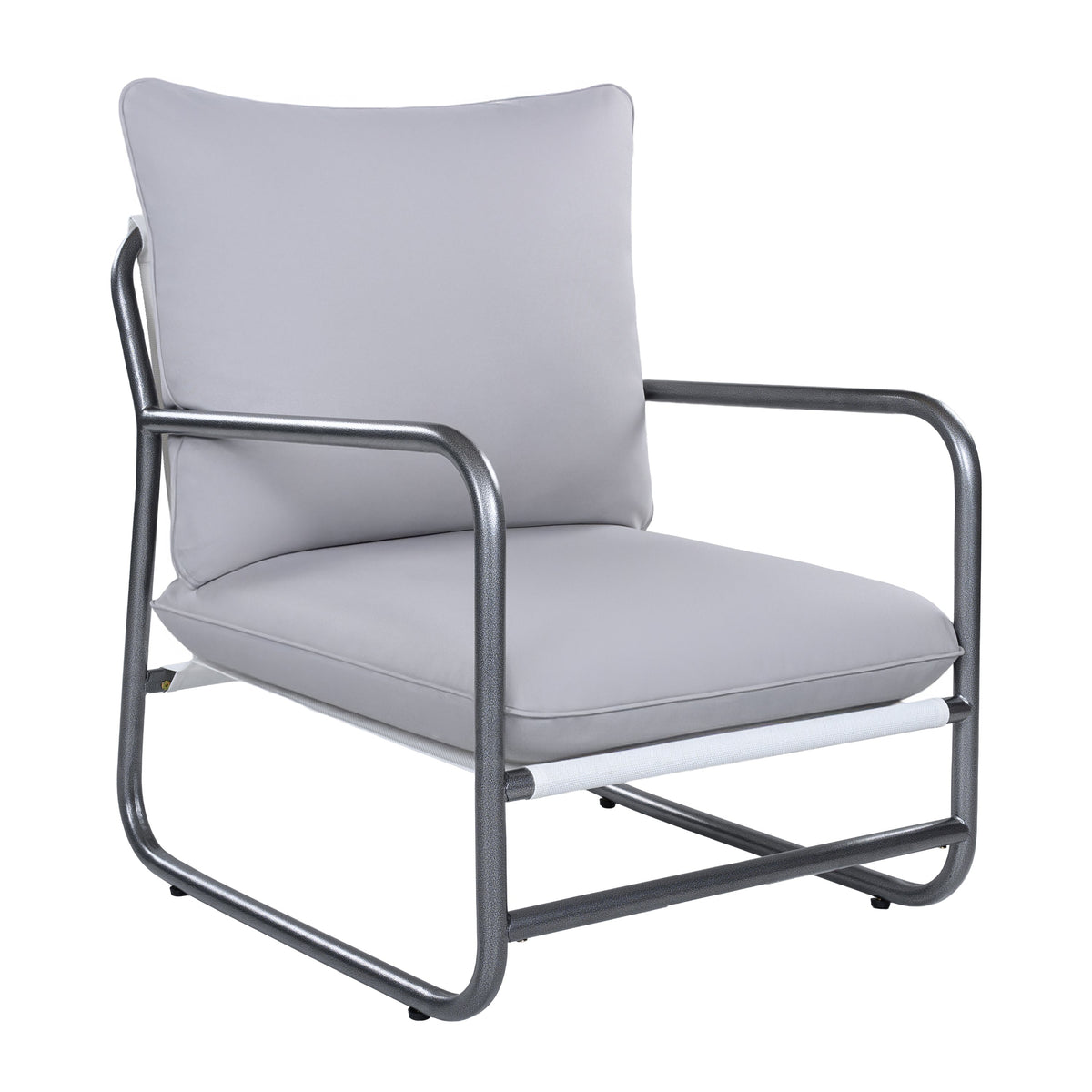 Outdoor Aluminum Frame Patio Armchair with Water Resistant Cushion - Light Gray, photo 3 of 10