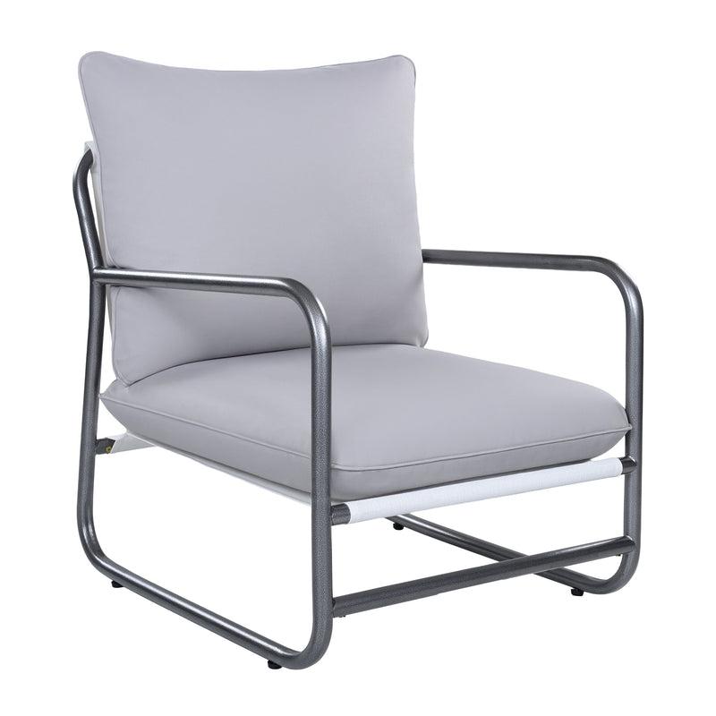 Outdoor Aluminum Frame Patio Armchair with Water Resistant Cushion - Light Gray, photo 3 of 10