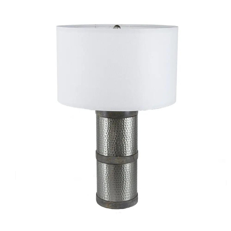 D16x24.4" Hammered Iron Table Lamp with Mango Wood by HouseOfZazla