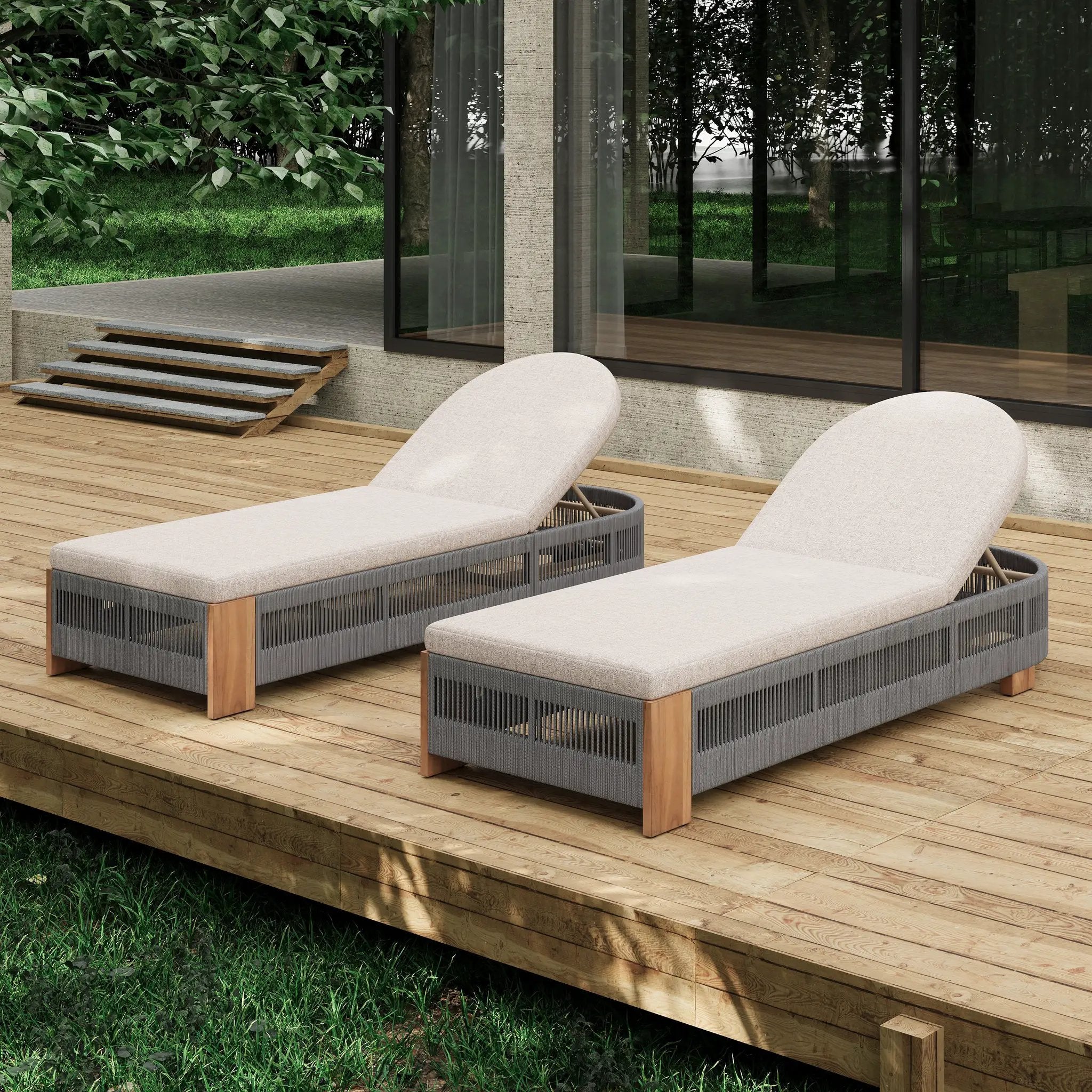Outdoor Chaise Lounge Chair with Adjustable Backrest and Cushion by HouseOfZazla