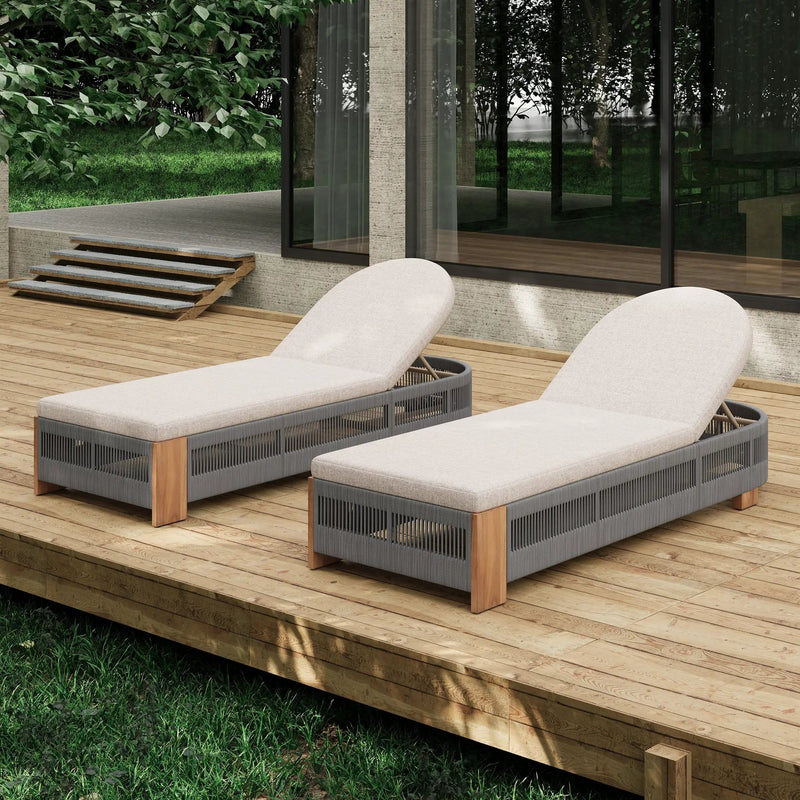 Outdoor Chaise Lounge Chair with Adjustable Backrest and Cushion by HouseOfZazla