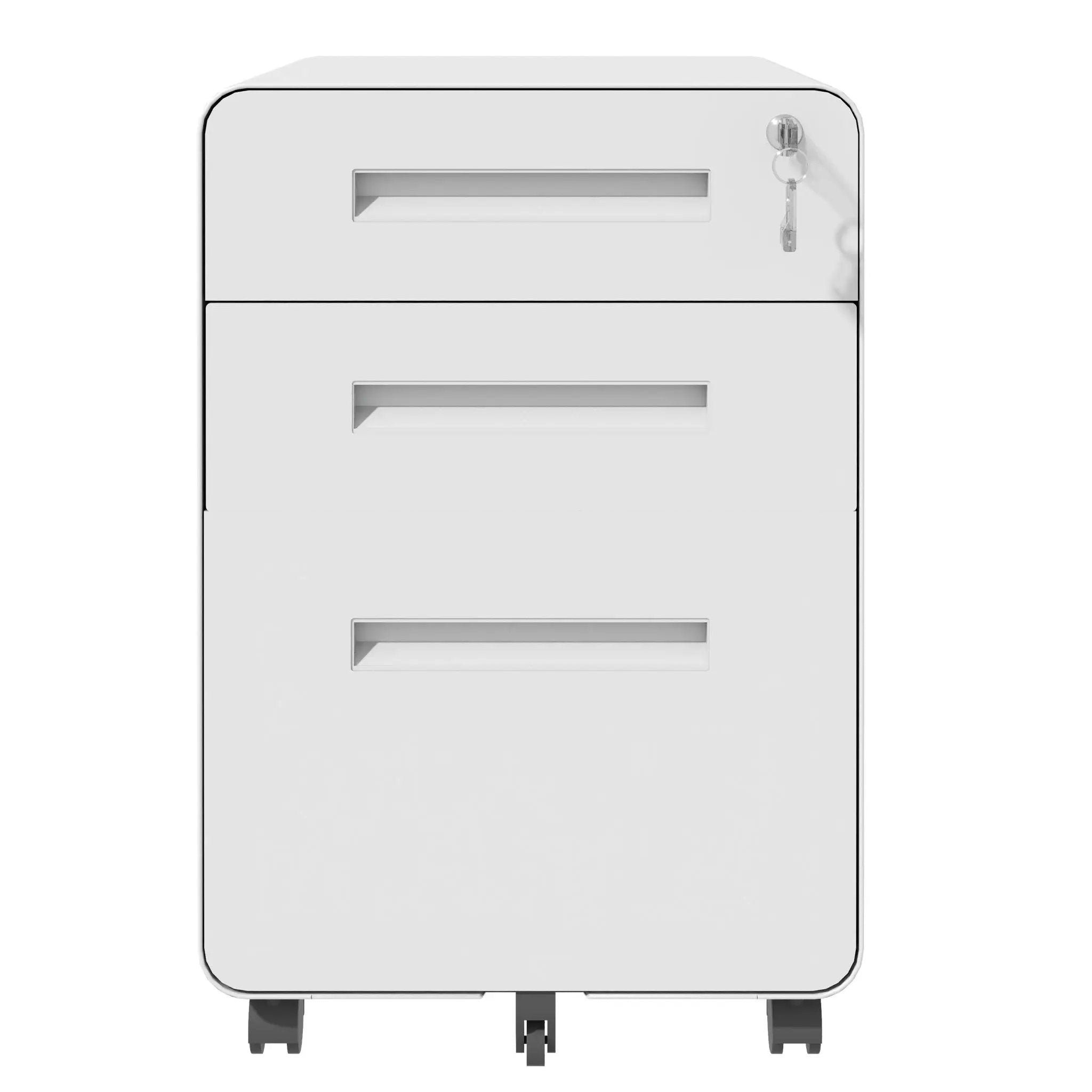 3-Drawer Mobile File Cabinet With Lock, On Casters, Holds A4/Letter Files by Unique Piece Furniture