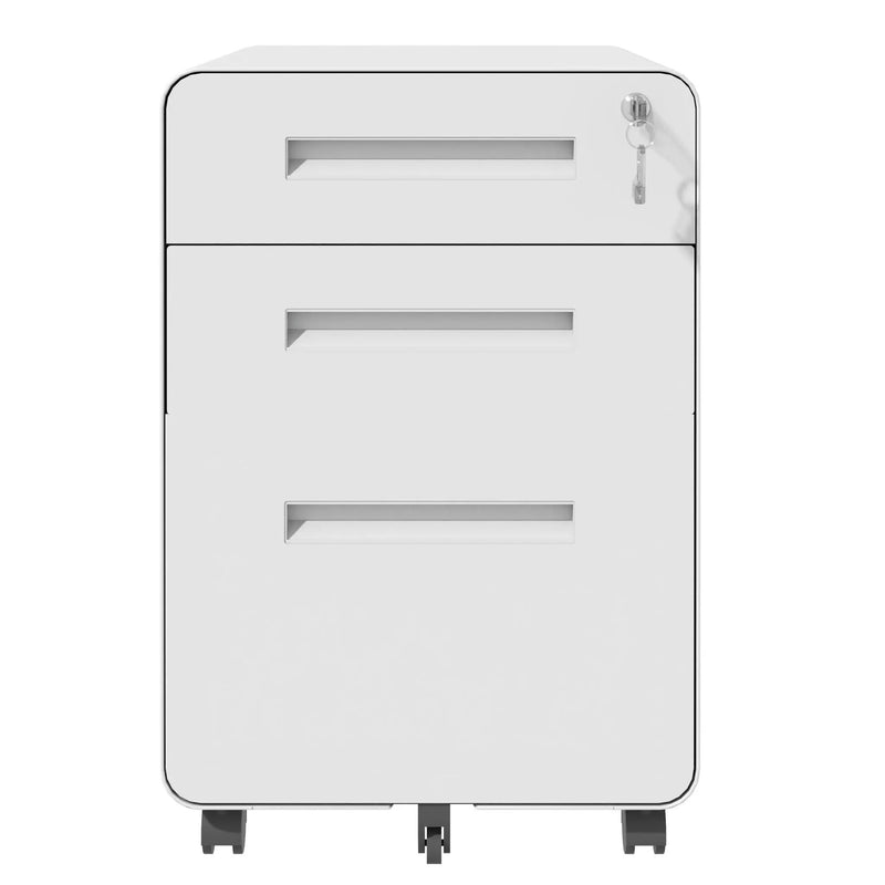 3-Drawer Mobile File Cabinet With Lock, On Casters, Holds A4/Letter Files by Unique Piece Furniture