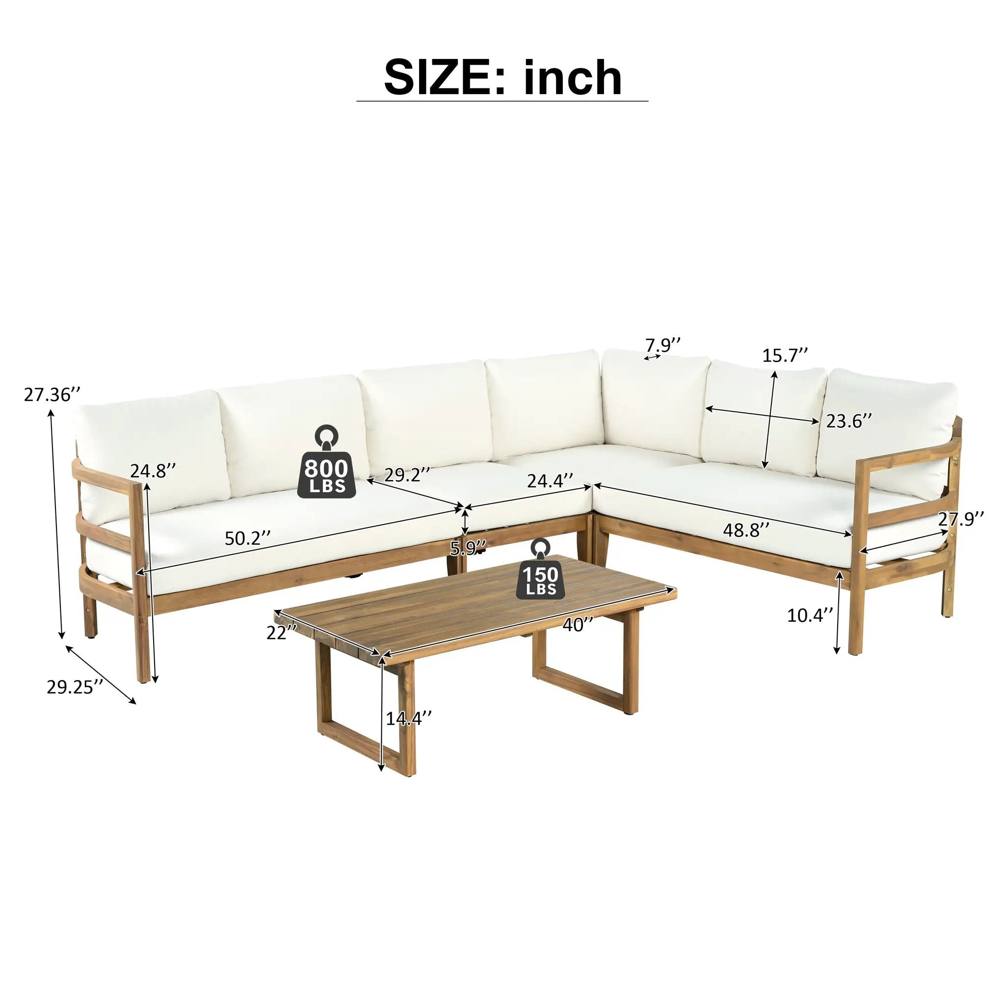Outdoor Acacia Wood 5-Seater Sectional Sofa Set by HouseOfZazla