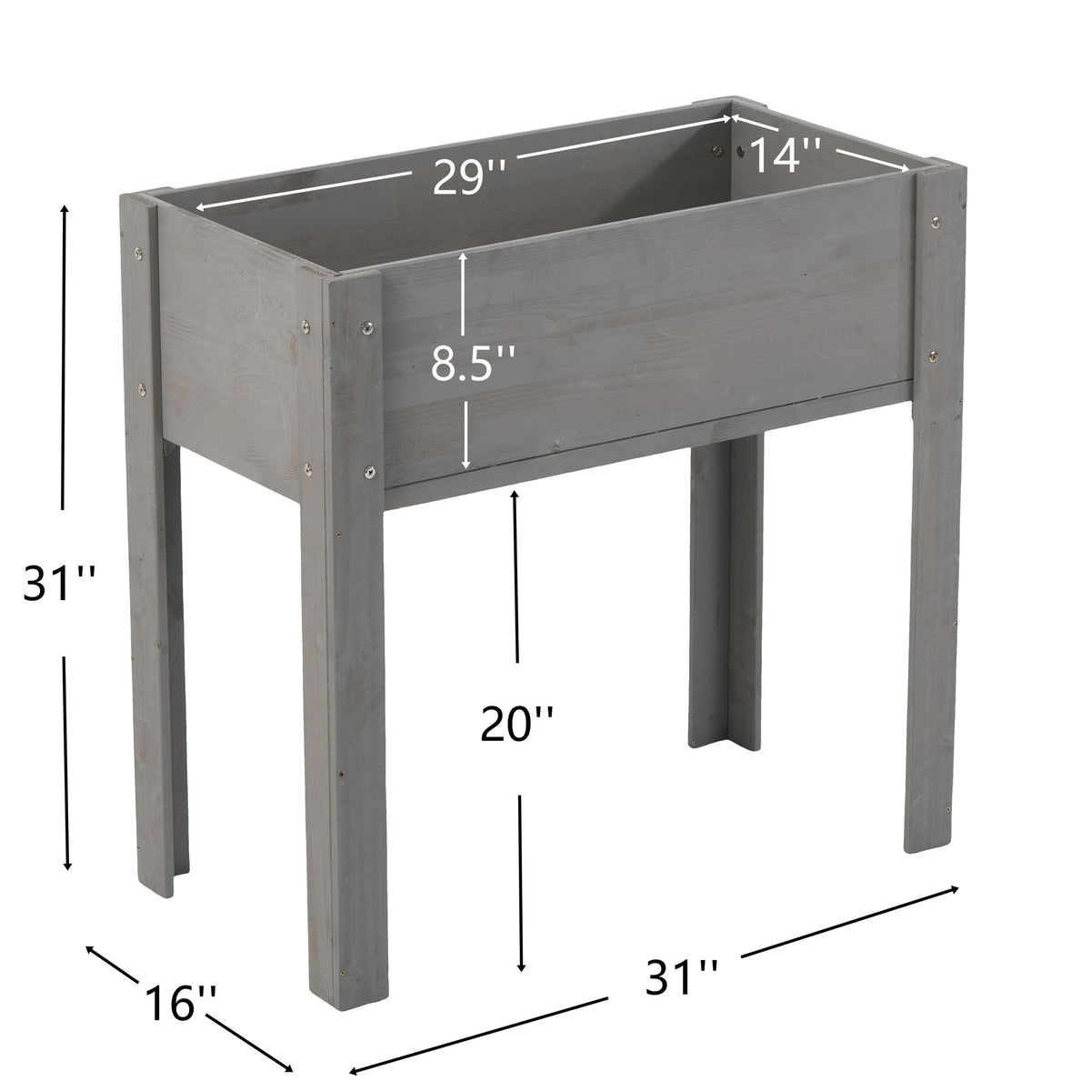Solid Wood Raised Garden Bed with Legs - Available in Gray, Dark Gray, Dark Brown, photo 37 of 40