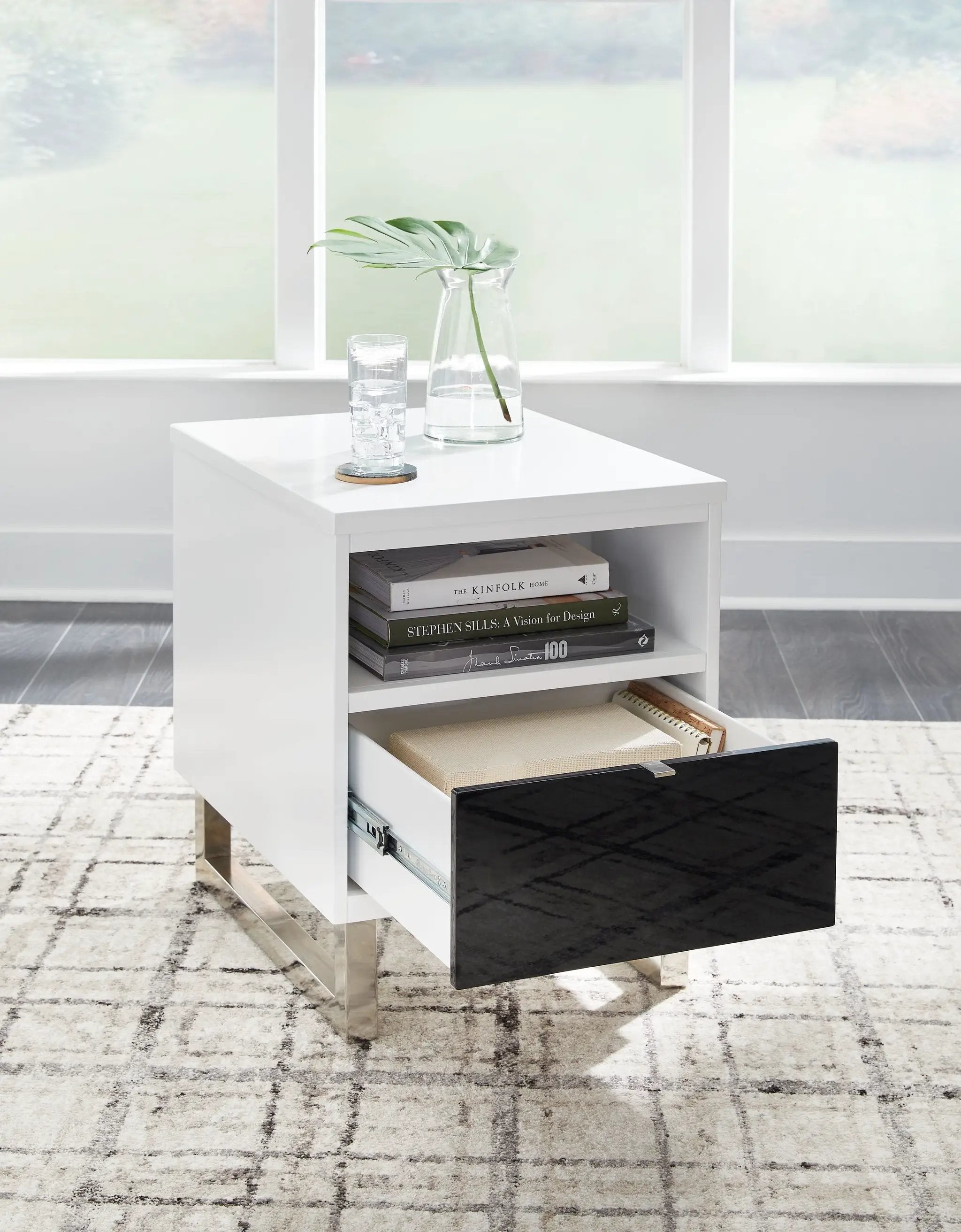 Gardoni - Chair Side End Table - White / Black by Unique Piece Furniture