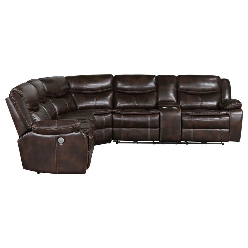 Sycamore Upholstered Power Reclining Sectional Sofa Brown by Unique Piece Furniture