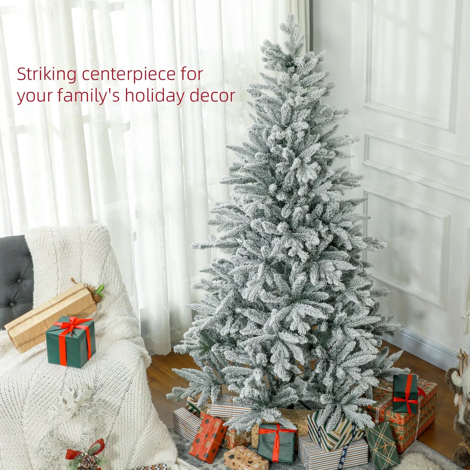 HOMCOM 6ft Snow Flocked Artificial Christmas Tree by HouseOfZazla
