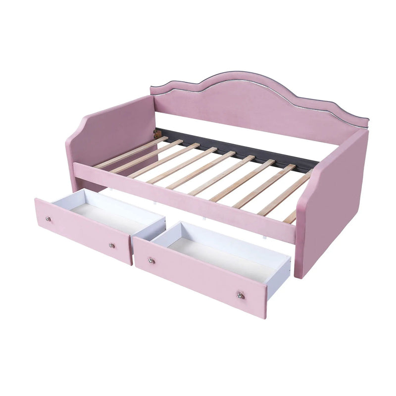 Upholstered Daybed With LED Lights And 2 Drawersme by HouseOfZazla