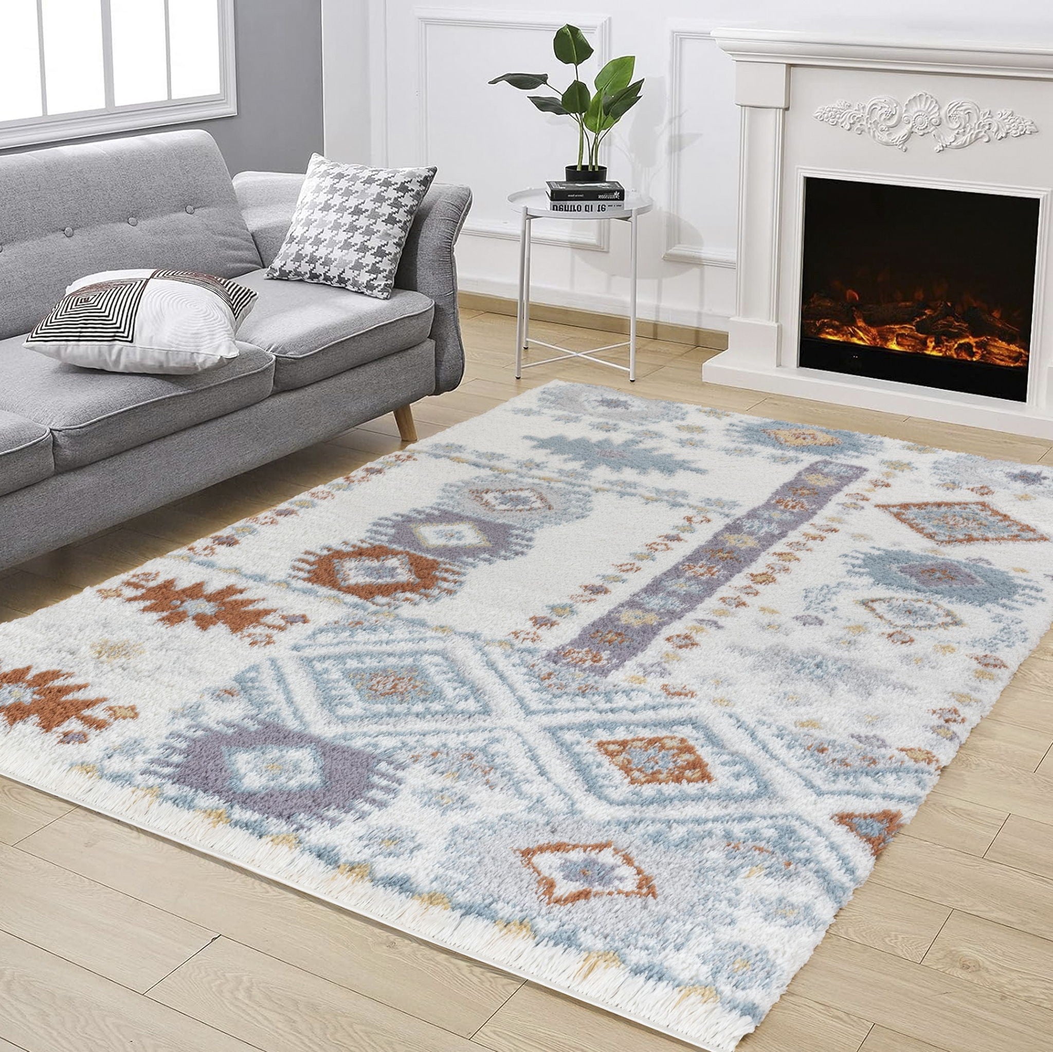 Loft Shag - 7'10" X 9'10" Shaggy Area Rug - Ivory by HouseOfZazla