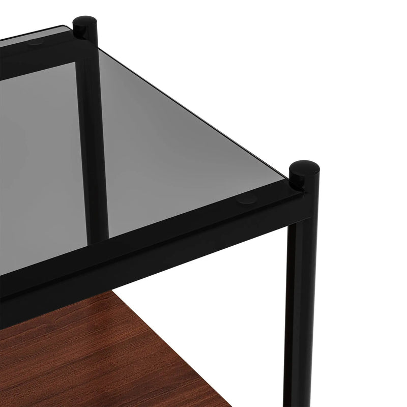 Set of 2 Rectangle End Table Gray Glass by HouseOfZazla