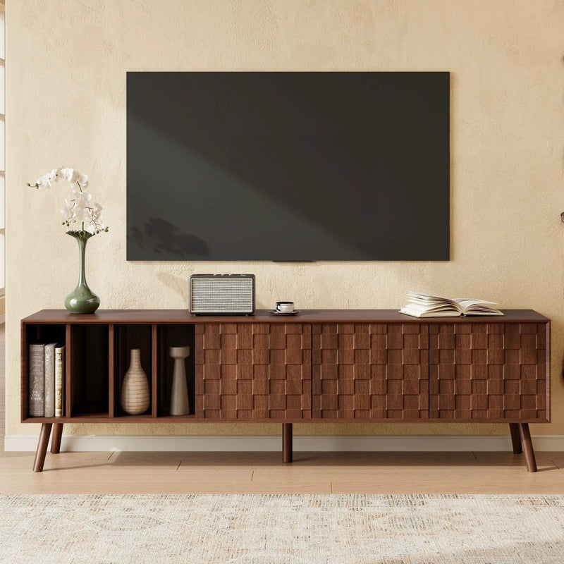 TV Stand With 5 Legs, Media Console Table For Tvs Up To 75" - Walnut by HouseOfZazla