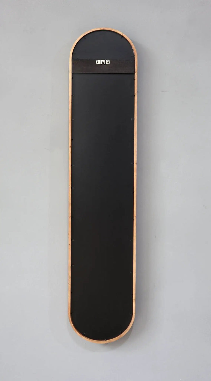 Decorative Rubber Frame Mirror With Elongated Oval Frame - Brown by HouseOfZazla