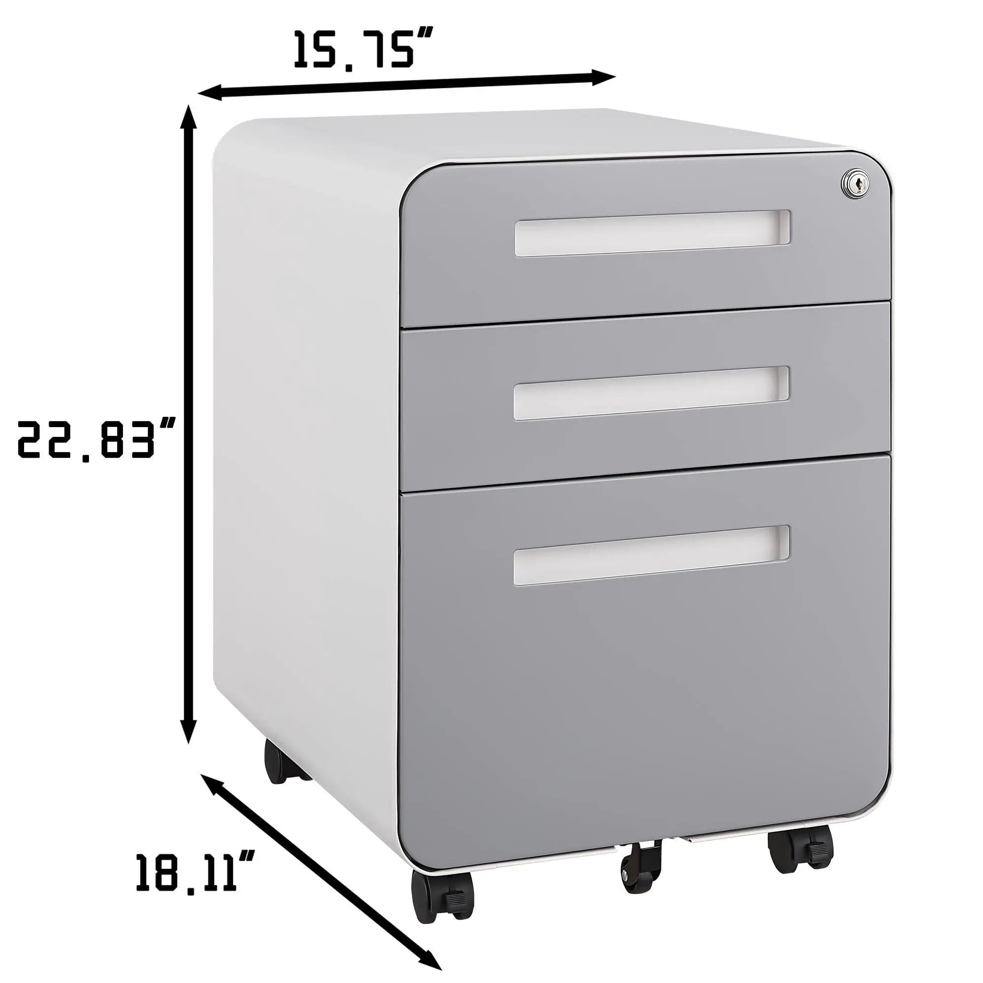3 Drawer Mobile File Cabinet Under Desk Office, Simple Style Versatile Storage Cabinet For Legal / Letter / A4 Files, 5 Wheel Design Anti-Tilting Cold Rolled Steel Waterproof Moisture-Proof by HouseOfZazla