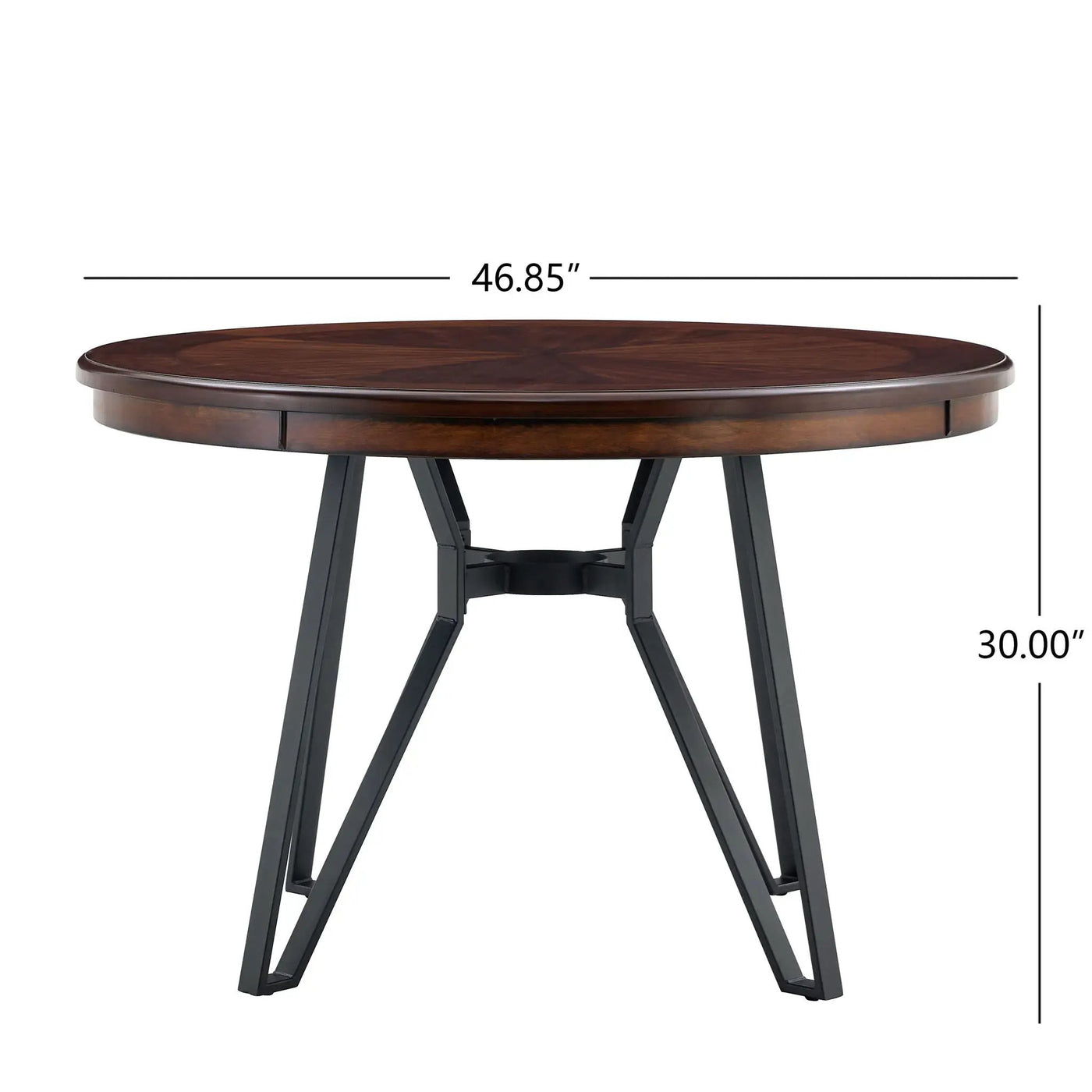 Mid Century Modern Round Dining Table with Metal Legs and Open Shelf by HouseOfZazla