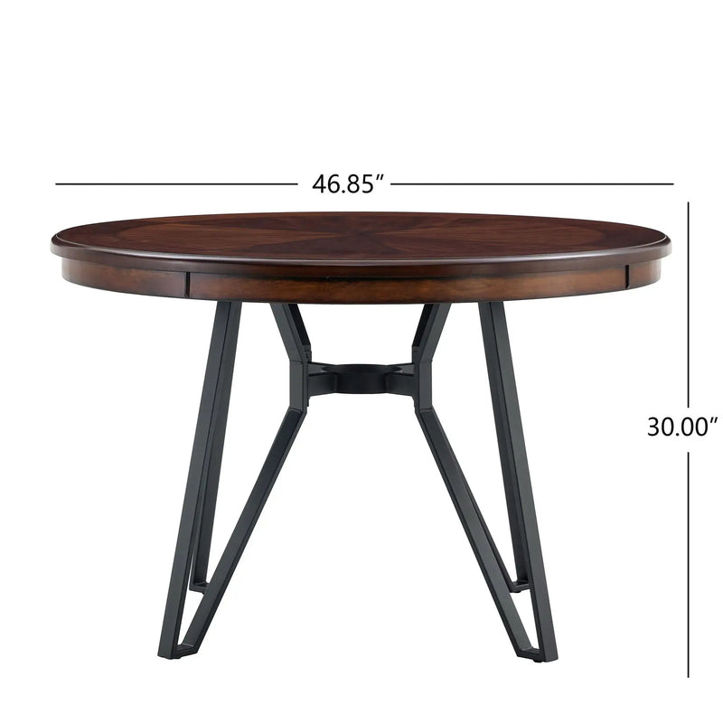 Mid Century Modern Round Dining Table with Metal Legs and Open Shelf by HouseOfZazla