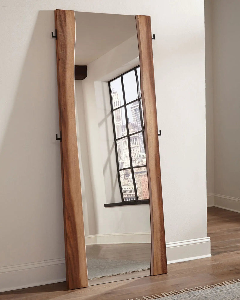 Winslow 31 x 76 Inch Standing Floor Mirror Smokey Walnut by Unique Piece Furniture