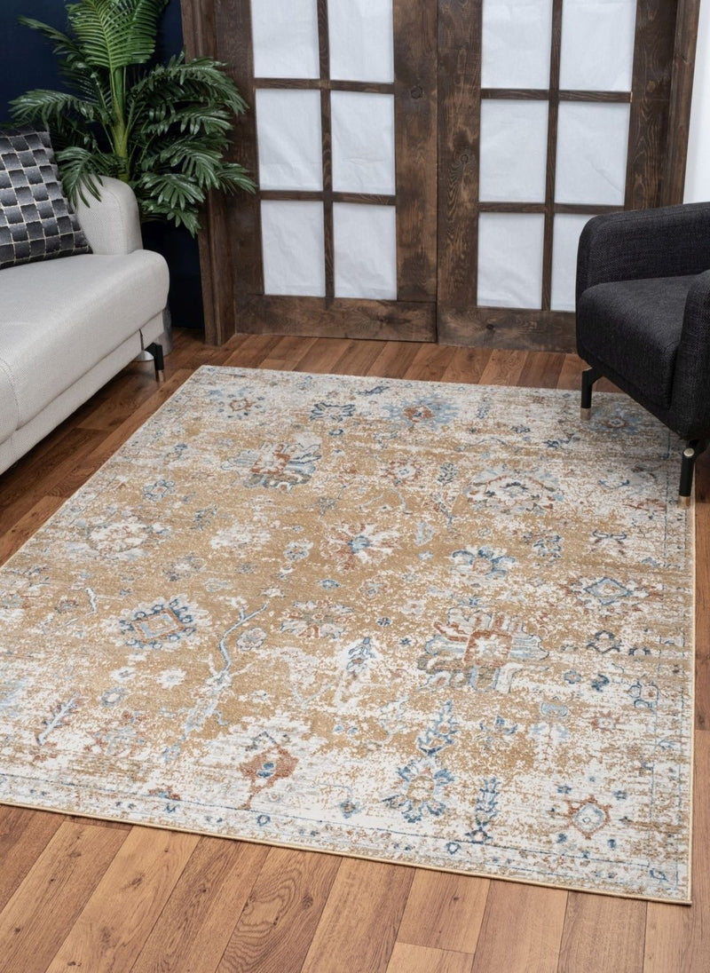 Noble - 5'3" X 7'3" Area Rug - Gold by HouseOfZazla