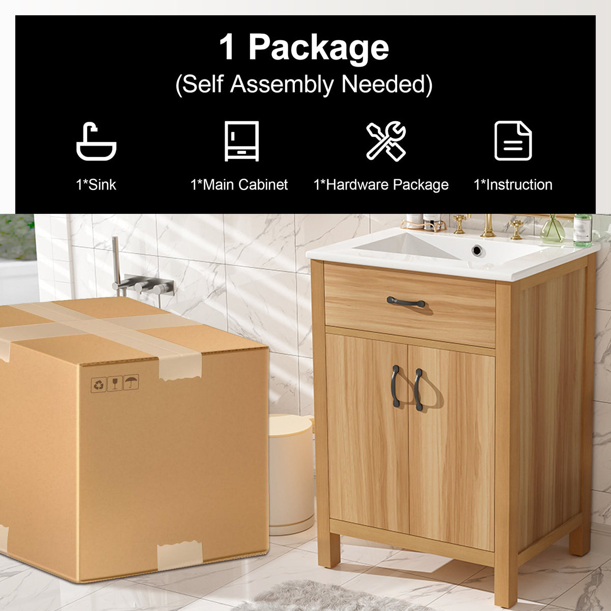 24" Bathroom Vanity with Solid Wood Frame, photo 9 of 10