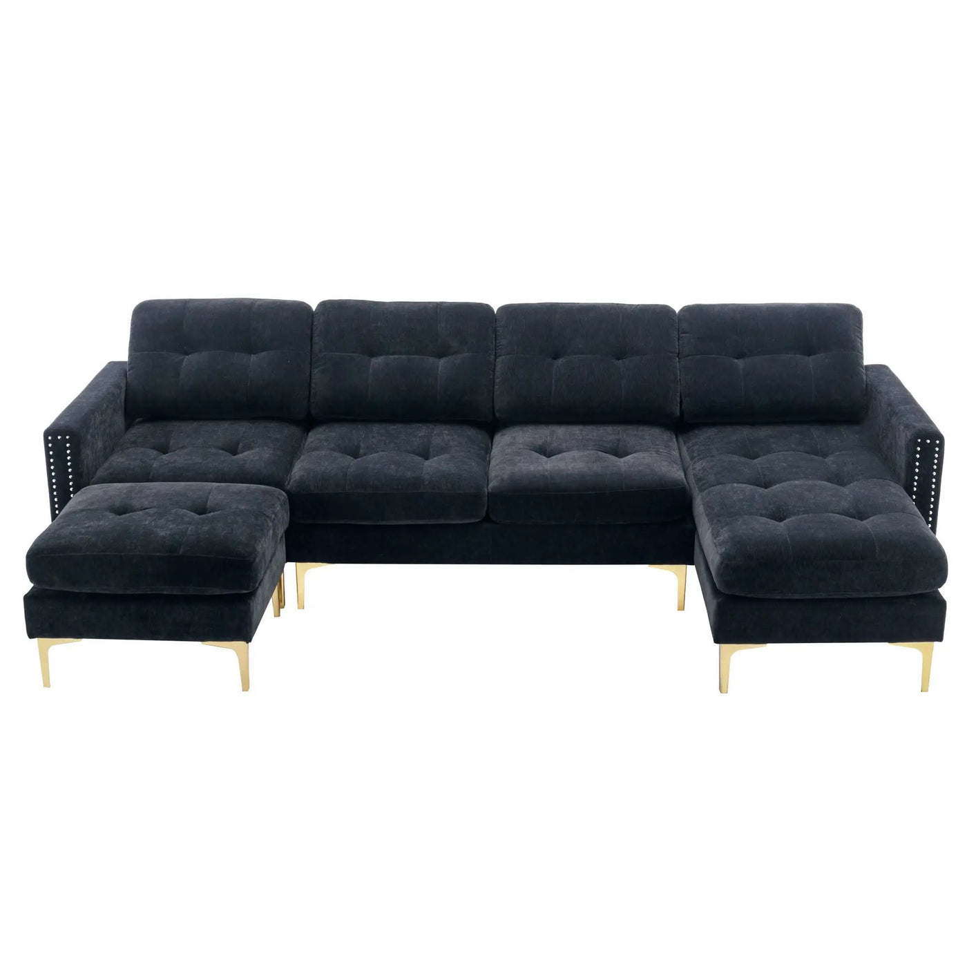 Modern L - Shape Convertible Sectional Sofa With Movable Ottoman by Unique Piece Furniture
