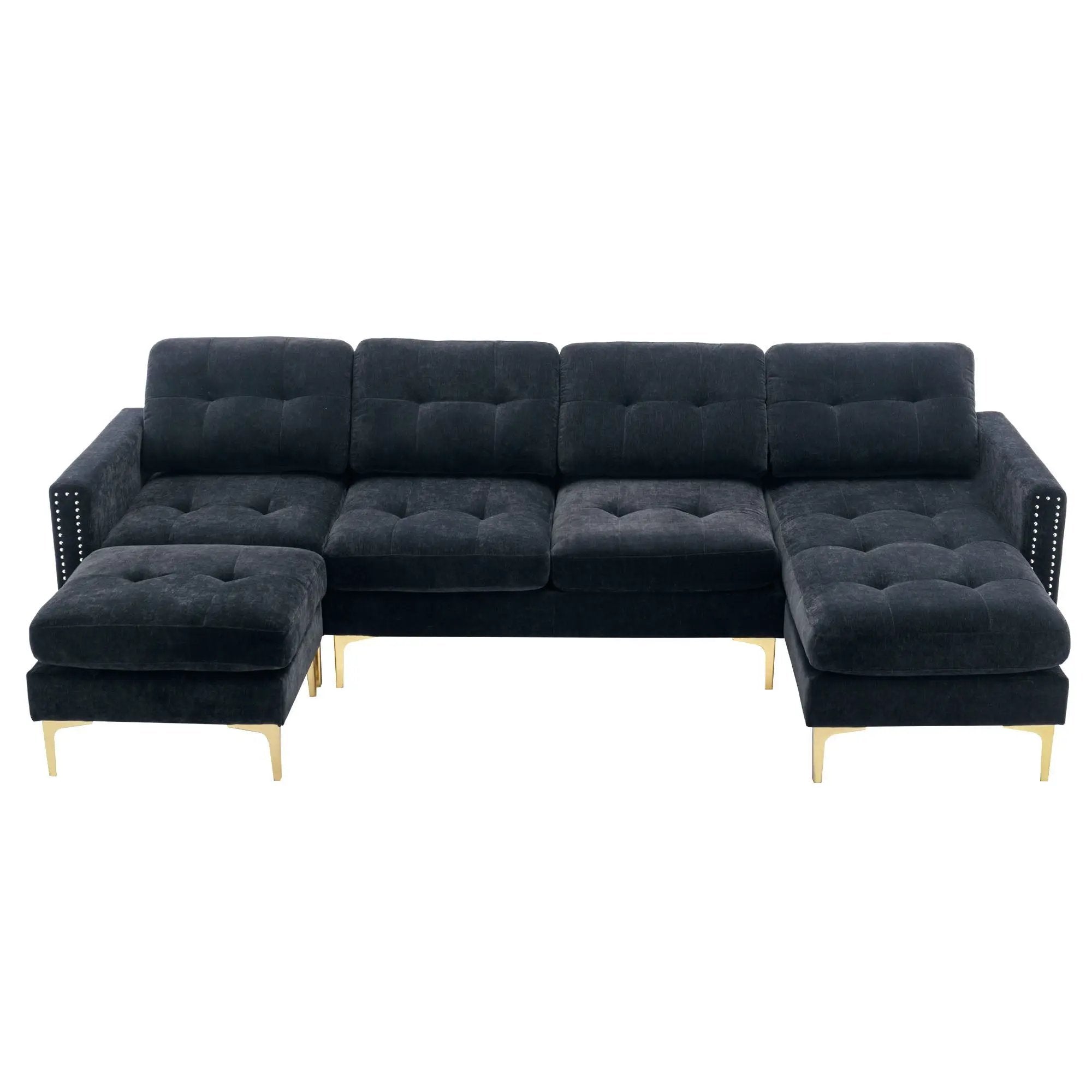 Modern L - Shape Convertible Sectional Sofa With Movable Ottoman by HouseOfZazla