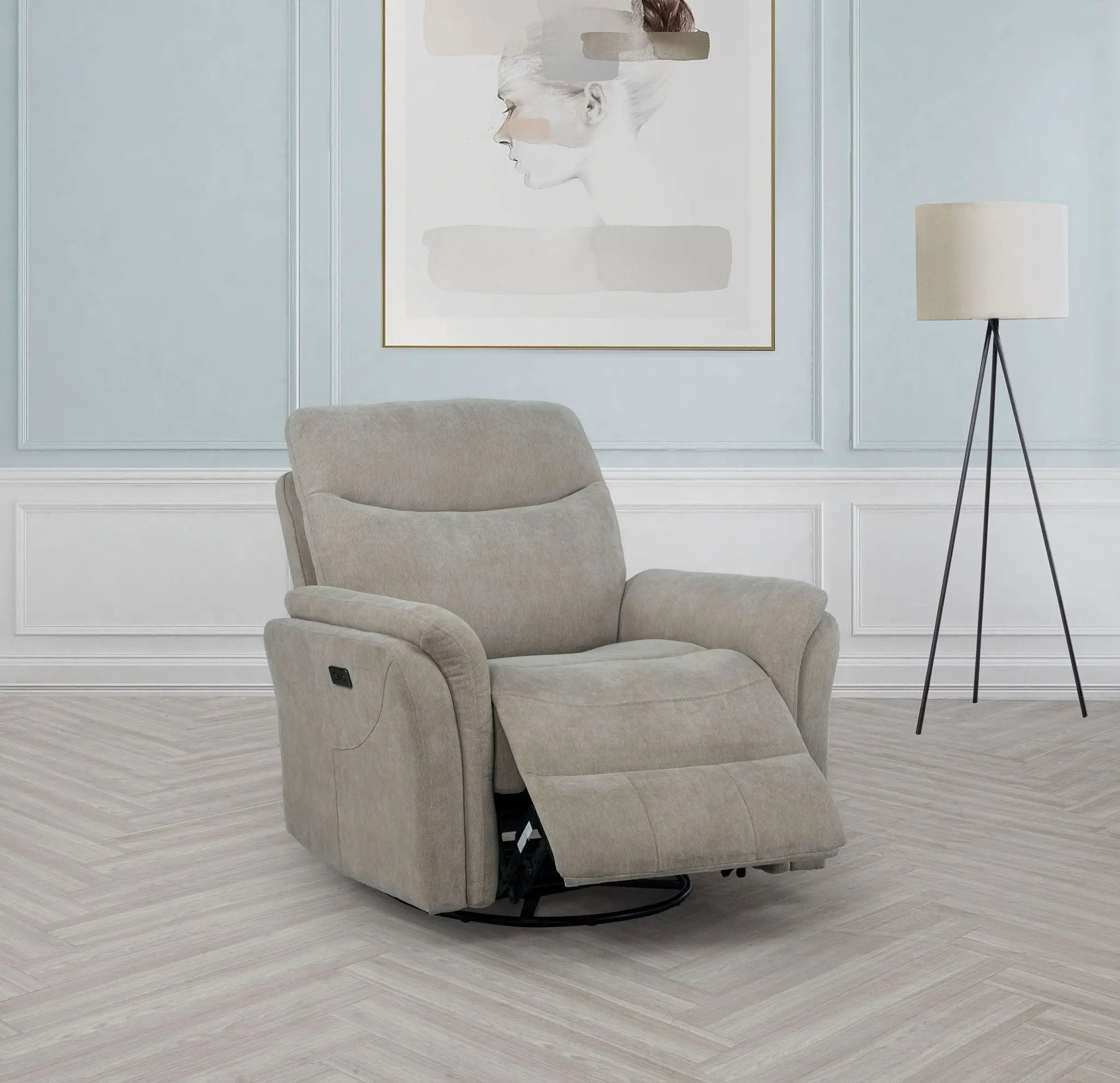 Adler Upholstered Power Swivel Glider Recliner Ivory by Unique Piece Furniture