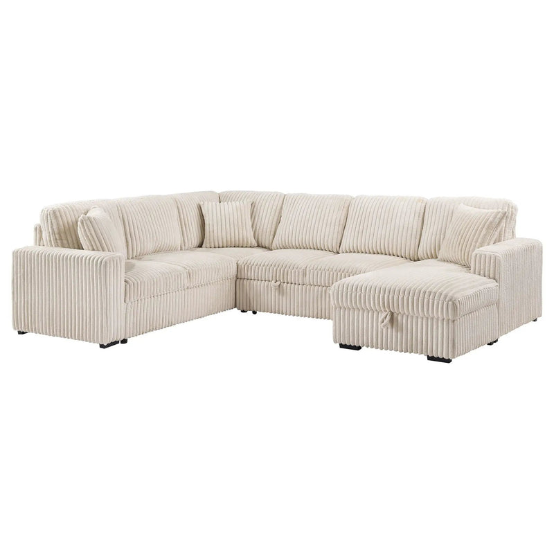 Devonshire Sleeper Sectional Sofa Storage Chaise Camel by Unique Piece Furniture