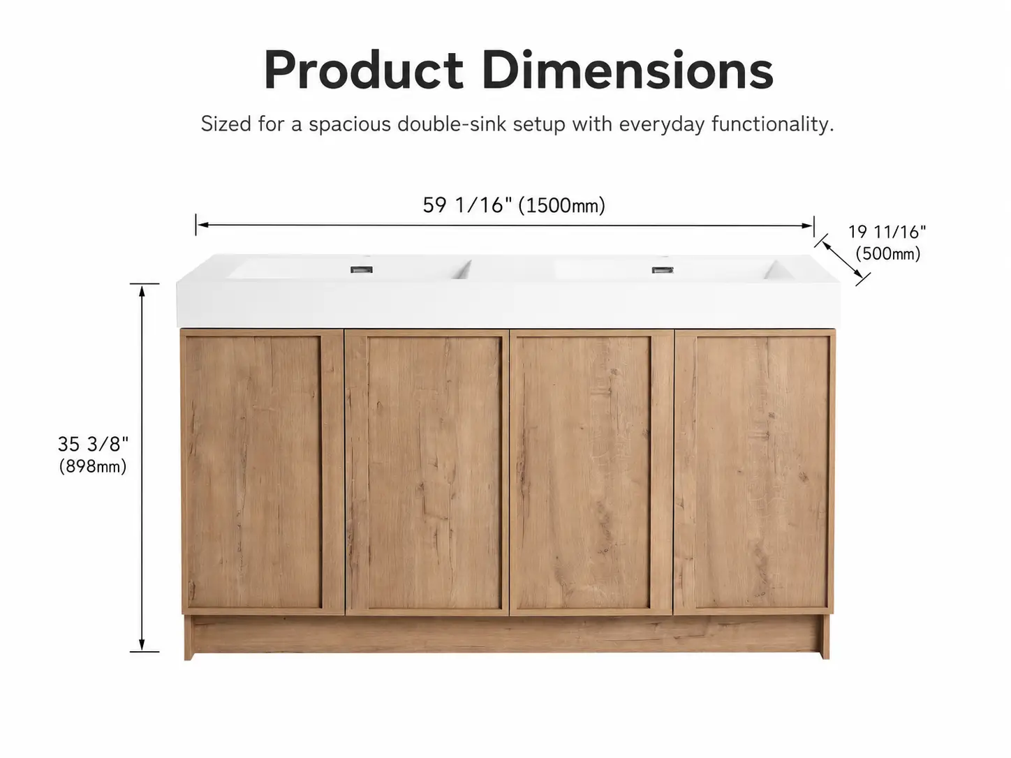 60" Freestanding Bathroom Vanity With Dual Resin Sink by HouseOfZazla