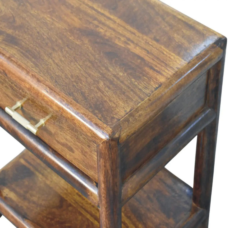 Solid Wood Regency Chestnut Nightstand, 1-Drawer, 1 Open-Slot by HouseOfZazla