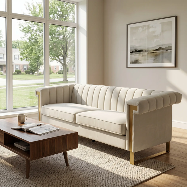 FX-P81B-CW Velvet Sofa