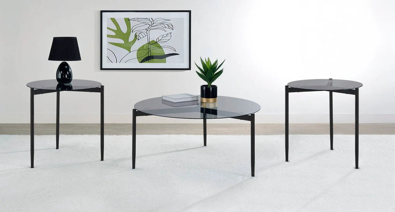 Rosalie 3-piece Round Coffee and End Table Set Grey by Unique Piece Furniture
