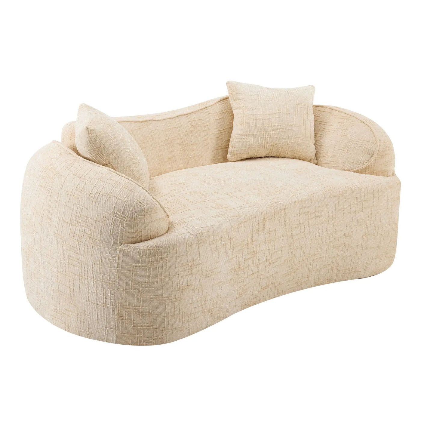 Curved 2 Person Compress Sofa With Armrests, Includes Pillows by HouseOfZazla