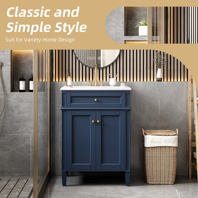 24" Bathroom Vanity with 2 Doors and Tip-Out Drawer by HouseOfZazla