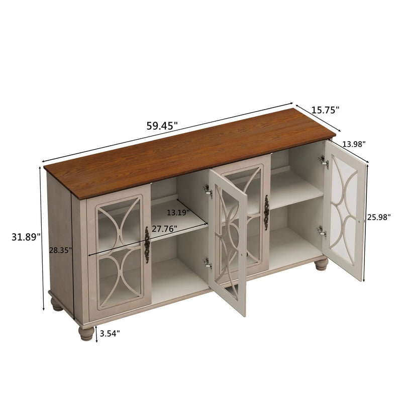 Elegant 4 Door Cabinet With Tempered Glass Doors by HouseOfZazla