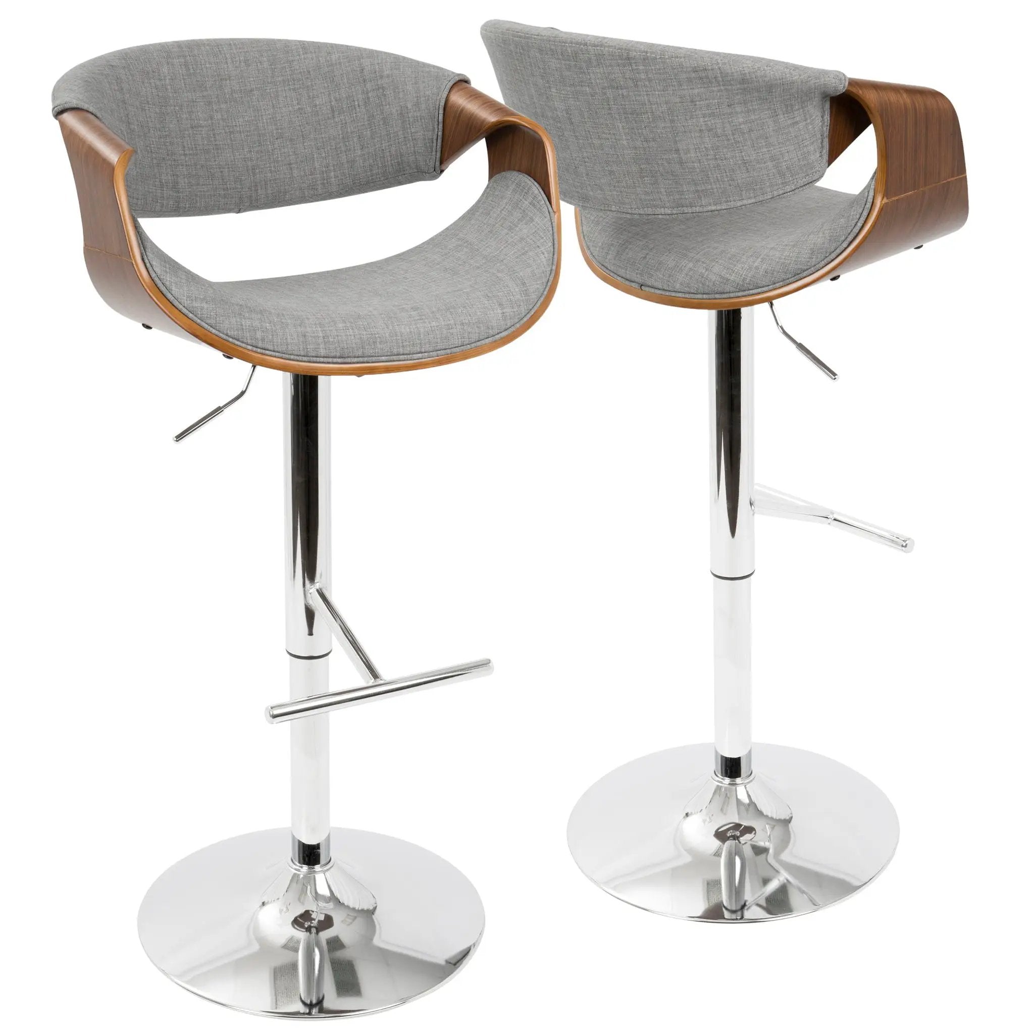 Curvo - Mid Century Modern Adjustable Barstool With Swivel With Straight T Footrest by Unique Piece Furniture